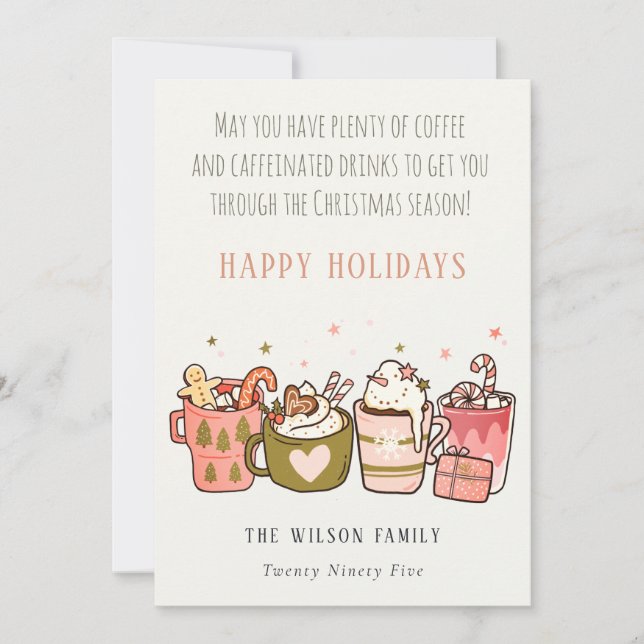 Cartes Pour Fêtes Annuelles Café drôle gras Boissons caféinées Noël (Devant)