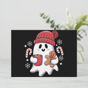 Cartes Pour Fêtes Annuelles Café glacé Fantôme de Noël Retro Café de Noël