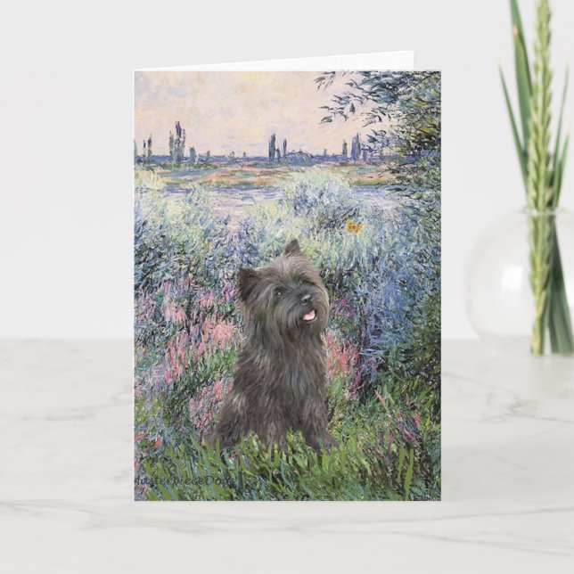 Cartes Pour Fêtes Annuelles Cairn Terrier (Brindle 21) - Sur la Seine (Devant)