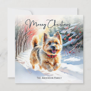 Cartes Pour Fêtes Annuelles Cairn Terrier dans la neige Joyeux Noël d'hiver