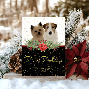 Cartes Pour Fêtes Annuelles Cairn Terrier & Jack Russel Dog Happy Noël 