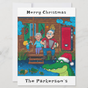 Cartes Pour Fêtes Annuelles Cajun Alligator part Noël