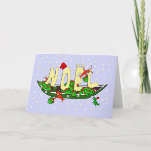 Cartes Pour Fêtes Annuelles Cajun Crawfish Pirogue Alligator Noel Greeting