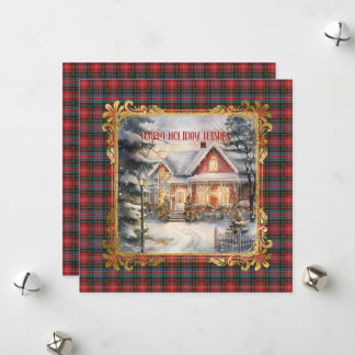 Cartes Pour Fêtes Annuelles Caledonia  Modern Scottish Tartan Christmas 