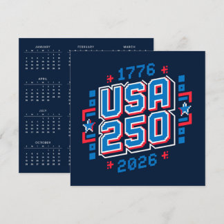 Cartes Pour Fêtes Annuelles Calendar USA 250 – 1776 to 2026 Pixel Art