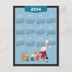 Cartes Pour Fêtes Annuelles Calendrier 2014 - Bonne année Famille de lapin lap