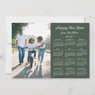 Cartes Pour Fêtes Annuelles Calendrier 2021 Vert moderne 2 Photo Bonne année