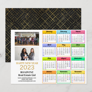 Cartes Pour Fêtes Annuelles Calendrier 2023 Business 2 Photo Modern Gold Scrip