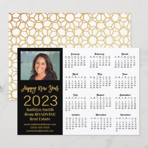 Cartes Pour Fêtes Annuelles Calendrier 2023 Business Modern Gold Script Photo