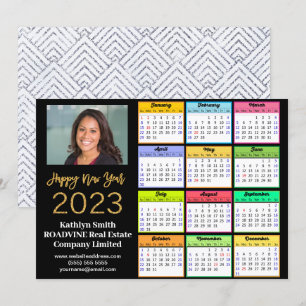 Cartes Pour Fêtes Annuelles Calendrier 2023 Business Modern Gold Script Photo