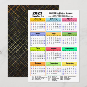 Cartes Pour Fêtes Annuelles Calendrier 2023 Script moderne minimaliste affaire