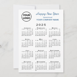 Cartes Pour Fêtes Annuelles Calendrier 2025 Business Logo Bleu Blanc En vichy