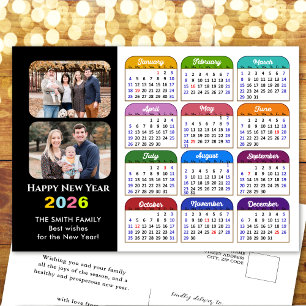 Cartes Pour Fêtes Annuelles Calendrier 2025 Famille Photo moderne noir coloré