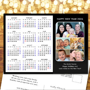 Cartes Pour Fêtes Annuelles Calendrier 2025 Famille Photo Vert Moderne Minimal