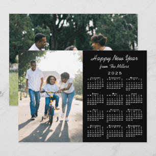 Cartes Pour Fêtes Annuelles Calendrier 2025 Modern Black 2 Photo Bonne année