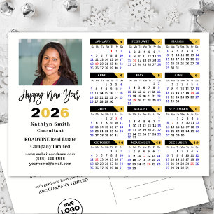 Cartes Pour Fêtes Annuelles Calendrier 2025 moderne Gold Black Photo d'entrepr
