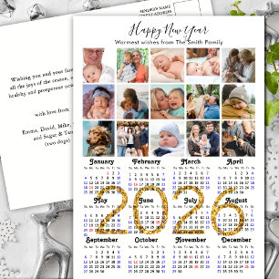 Cartes Pour Fêtes Annuelles Calendrier 2025 moderne Gold Script 15 Photo Colla