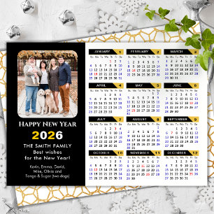 Cartes Pour Fêtes Annuelles Calendrier 2025 moderne Photo Black Gold Minimalis