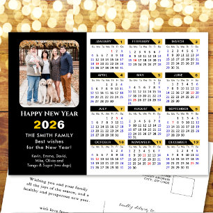 Cartes Pour Fêtes Annuelles Calendrier 2025 moderne Photo Black Gold Minimalis