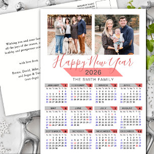 Cartes Pour Fêtes Annuelles Calendrier 2025 Moderne Pink Famille photo minimal