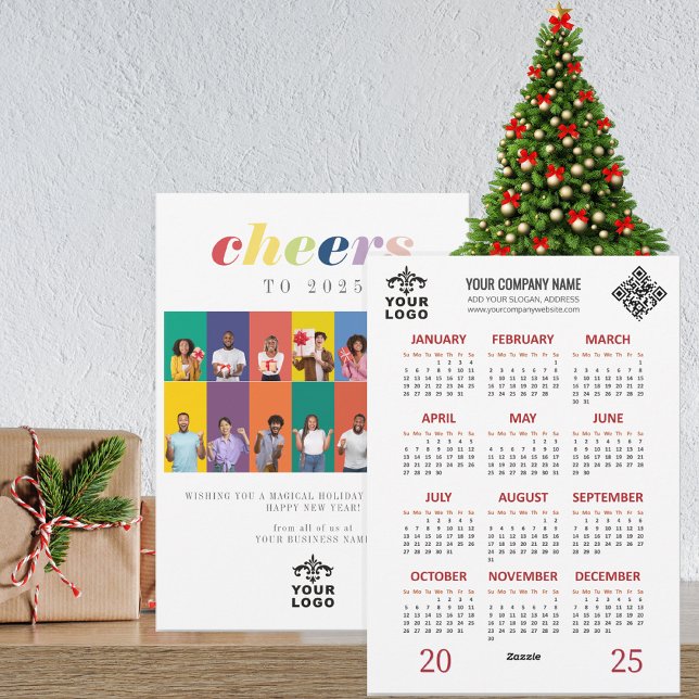 Cartes Pour Fêtes Annuelles Calendrier 2025 Moderne Vacances Nouvel An Photo (2025 Calendar Modern Holiday New Year Photo Holiday Card Business Swag Promotional Branded Marketing)