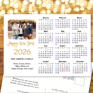 Cartes Pour Fêtes Annuelles Calendrier 2025 Parties scintillant d'or moderne p