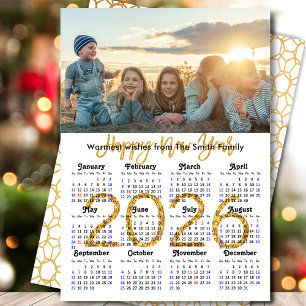Cartes Pour Fêtes Annuelles Calendrier 2025 Parties scintillant d'or Script ph