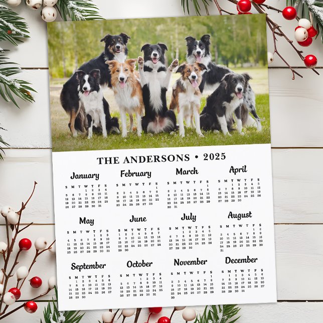 Cartes Pour Fêtes Annuelles Calendrier 2025 Photo personnalisée Animaux de com (Créateur téléchargé)