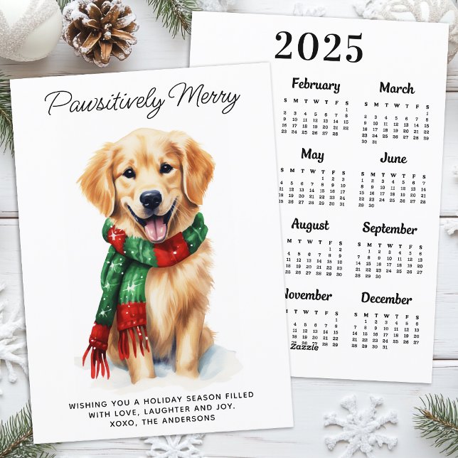 Cartes Pour Fêtes Annuelles Calendrier 2026 Chien Golden Retriever Joli Noël (Créateur téléchargé)