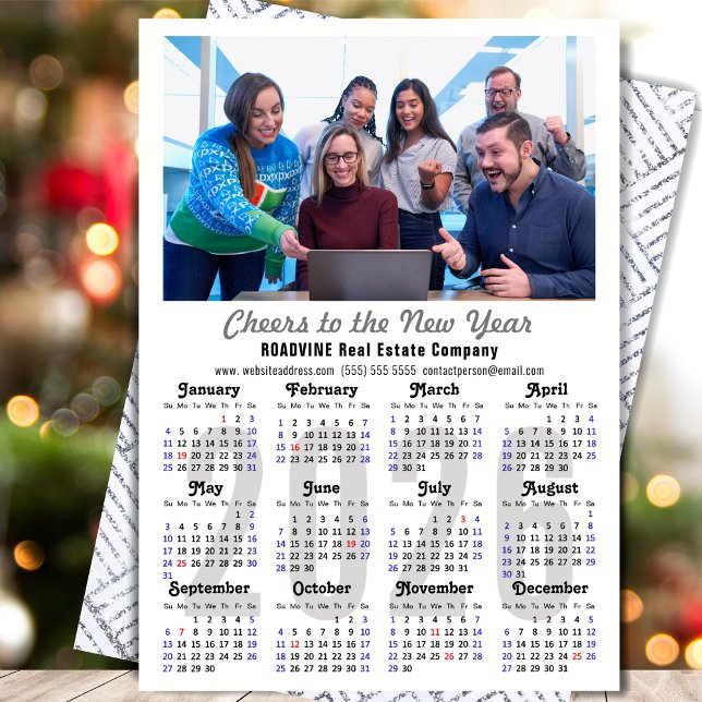 Cartes Pour Fêtes Annuelles Calendrier 2026 Entreprise Photo Moderne Argent Mi (Créateur téléchargé)