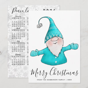 Cartes Pour Fêtes Annuelles Calendrier 2026 Gnome Nordique Joyeux Noël Teal