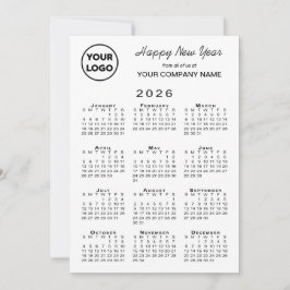 Cartes Pour Fêtes Annuelles Calendrier 2026 Logo d'entreprise Noir Blanc En vi