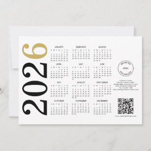 Cartes Pour Fêtes Annuelles Calendrier 2026 Logo Entreprise Code QR Bonne Anné