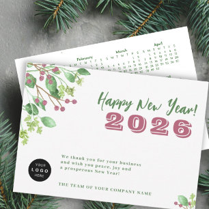 Cartes Pour Fêtes Annuelles Calendrier 2026 votre logo entreprise Fête du Nouv