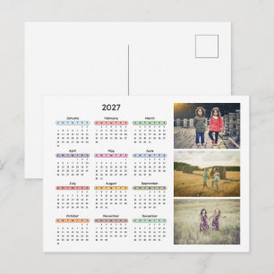 Cartes Pour Fêtes Annuelles calendrier 2027 3 photos simple moderne annuel