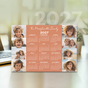 Cartes Pour Fêtes Annuelles Calendrier 2027 - 8 Photos Terre Cuite Blanche