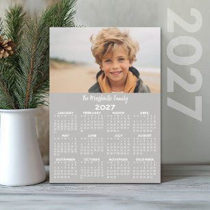 Cartes Pour Fêtes Annuelles Calendrier 2027 avec photo - Vue annuelle minimale