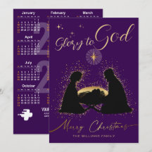Calendrier 2027 Crèche Gloire à Dieu Violet