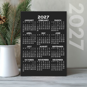 Cartes Pour Fêtes Annuelles Calendrier 2027 - fond noir - Vertical