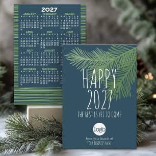 Cartes Pour Fêtes Annuelles Calendrier 2027, Logo, Bonne Année - Bleu Vert