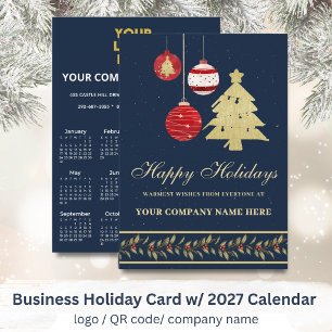 Cartes Pour Fêtes Annuelles Calendrier 2027 Logo Entreprise QR Festif
