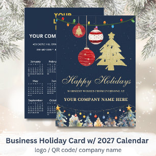 Cartes Pour Fêtes Annuelles Calendrier 2027 Logo Entreprise QR Festif