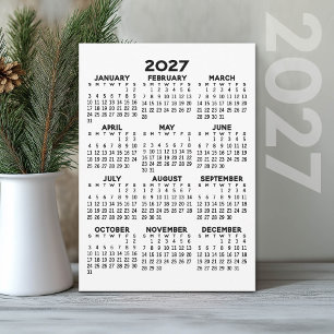 Cartes Pour Fêtes Annuelles Calendrier annuel 2027 - Minimaliste de base