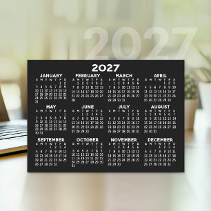 Cartes Pour Fêtes Annuelles Calendrier annuel 2027 - Noir horizontal