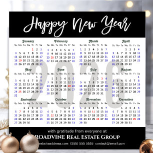 Cartes Pour Fêtes Annuelles Calendrier Business 2025 Écriture moderne Noir sim