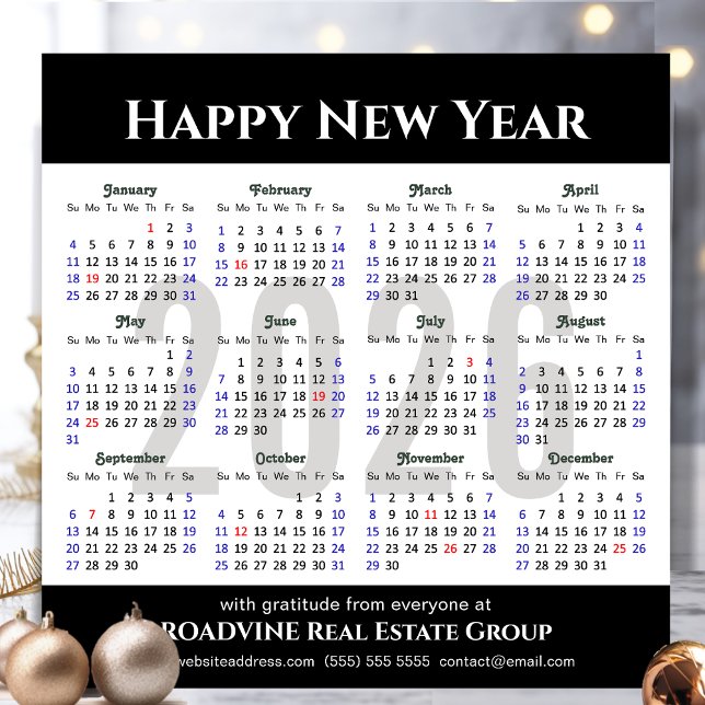 Cartes Pour Fêtes Annuelles Calendrier Business 2026 Parties scintillant d'arg (Créateur téléchargé)