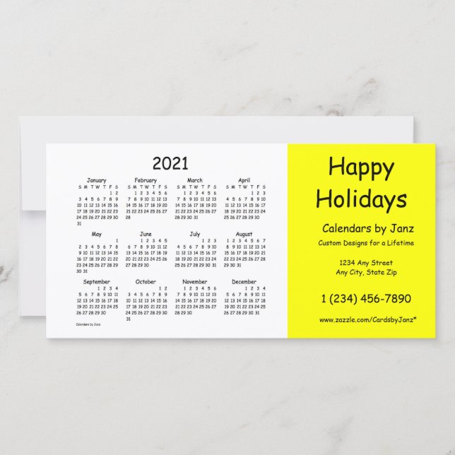 Cartes Pour Fêtes Annuelles Calendrier commercial jaune 2021 par Janz Happy (Devant)