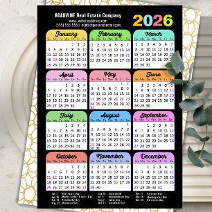 Cartes Pour Fêtes Annuelles Calendrier d'affaires 2026 Moderne Noir Or Coloré