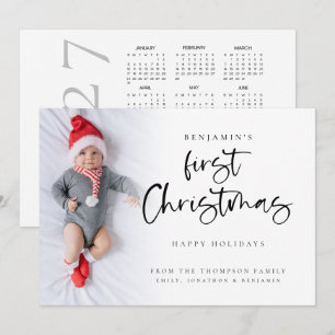 Cartes Pour Fêtes Annuelles Calendrier de la première Noël de bébé 2027 avec p