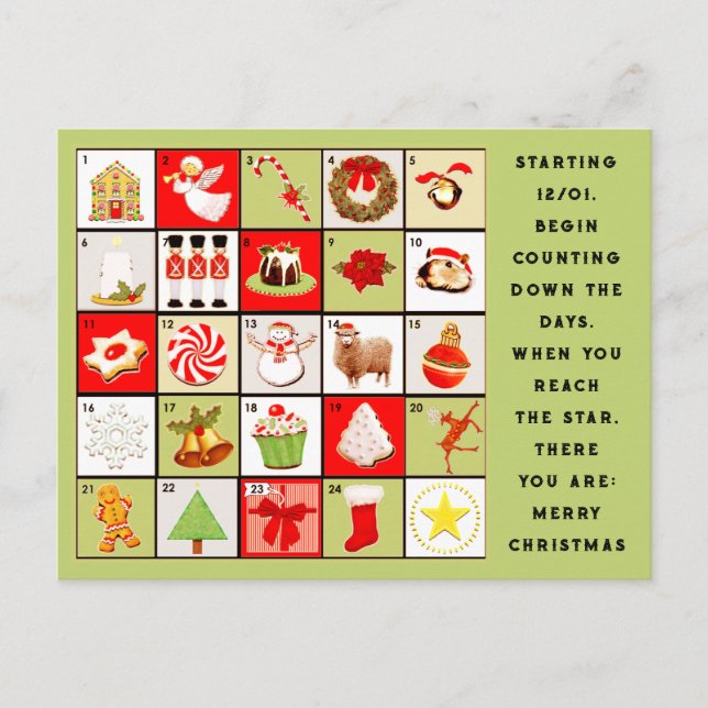 Cartes Pour Fêtes Annuelles Calendrier de l'arrivée Noël (Devant)